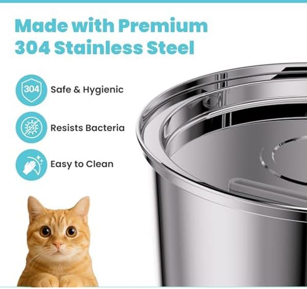 2L Stainless Steel Automatic Cat Water Fountain