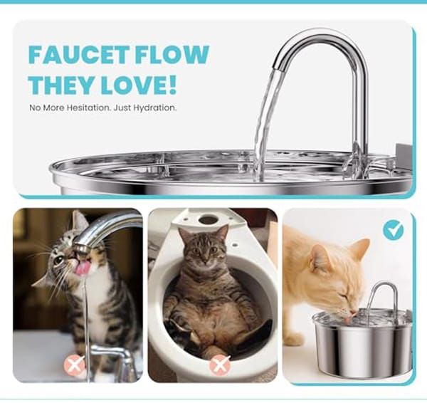 2L Stainless Steel Automatic Cat Water Fountain