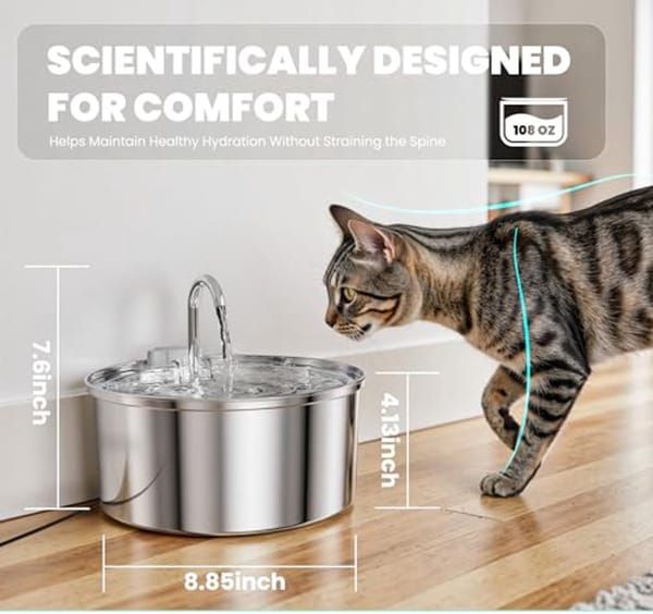 2L Stainless Steel Automatic Cat Water Fountain