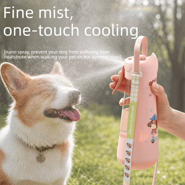 3-in-1 Portable Dog Water Bottle – Pink
