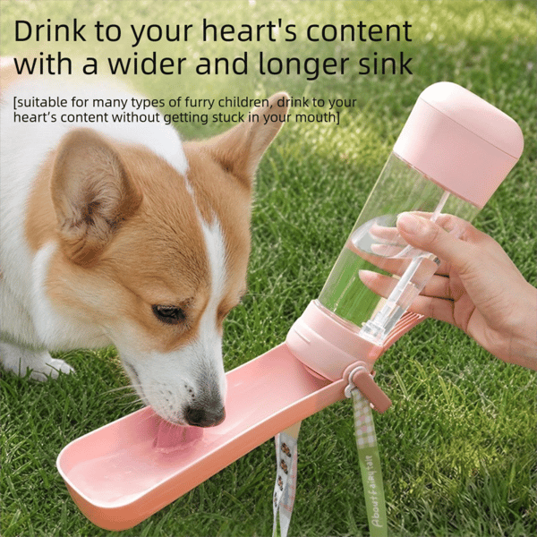 3-in-1 Portable Dog Water Bottle – Pink