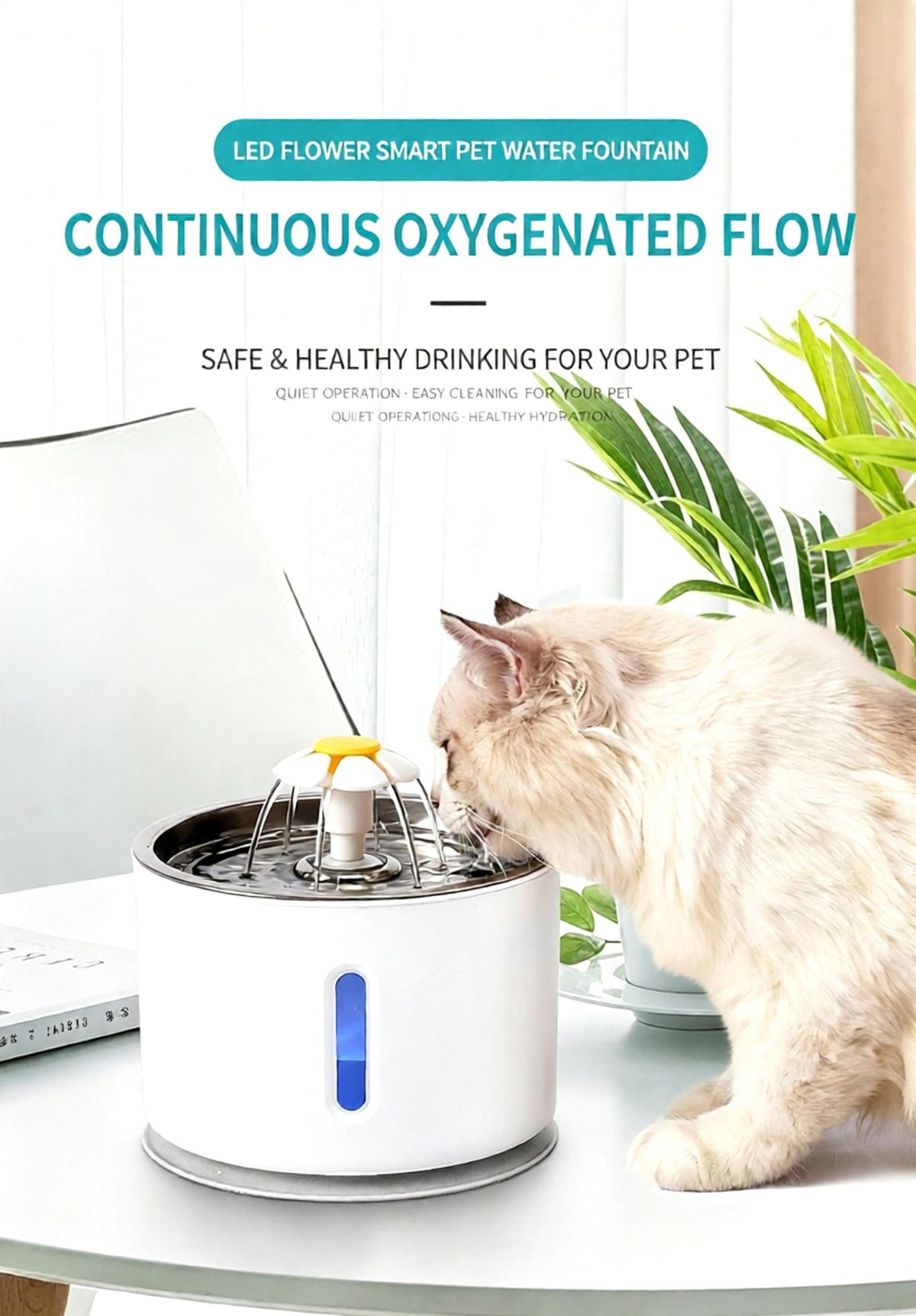 2.4L USB Pet Water Fountain – Grey