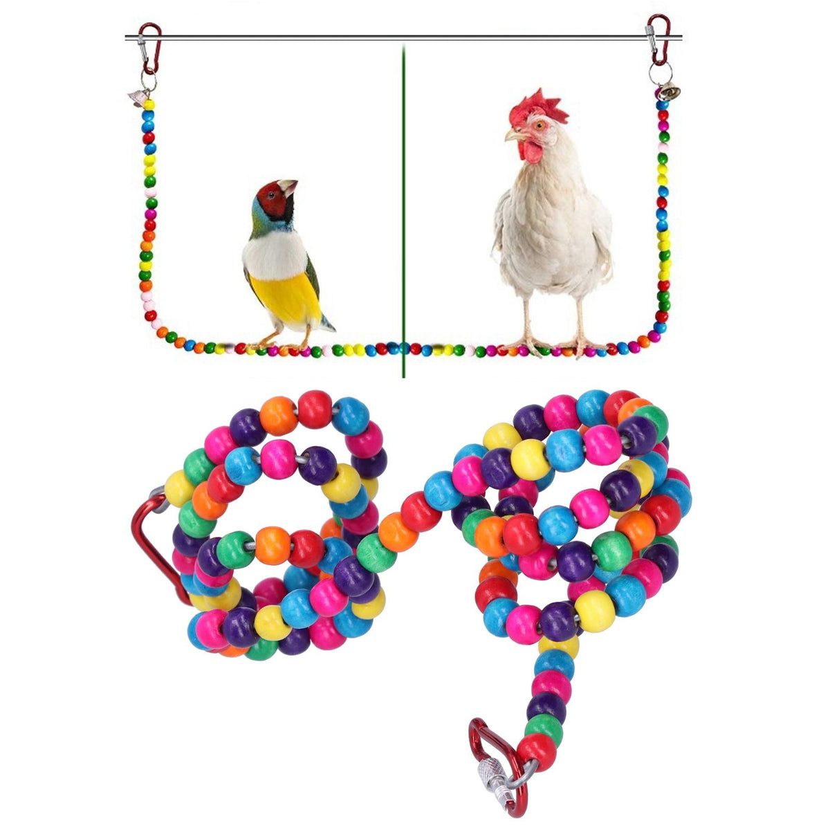 Colourful Flexible Rope Perch and Swing for Birds