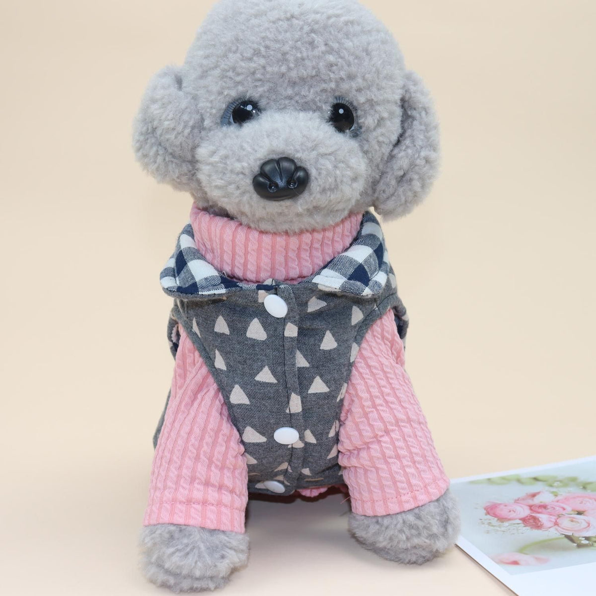 Dog Vest Qipet Reversible Winter Cotton Padded Medium Double-sided vest blue gray