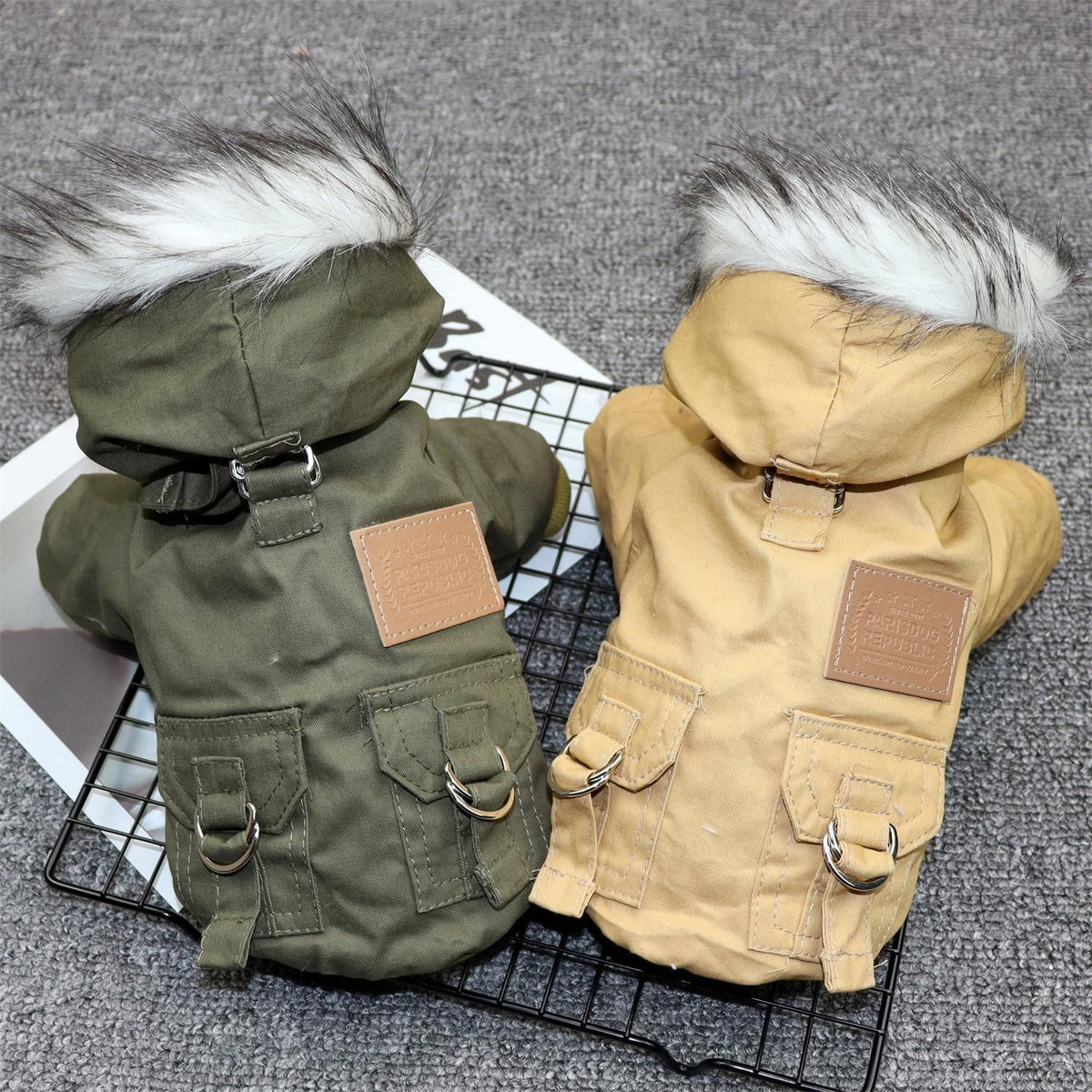 Odd Pet Thickened Cotton Dog Clothes Small Breed Winter Mountaineering Suit khaki L