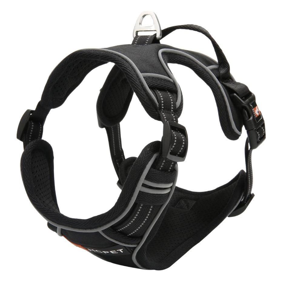 HCPET Dog Vest Harness Reflective Nylon Black XL (Bust 72-100cm)