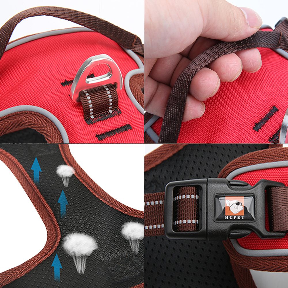 HCPET Dog Vest Harness Reflective Nylon Black XL (Bust 72-100cm)