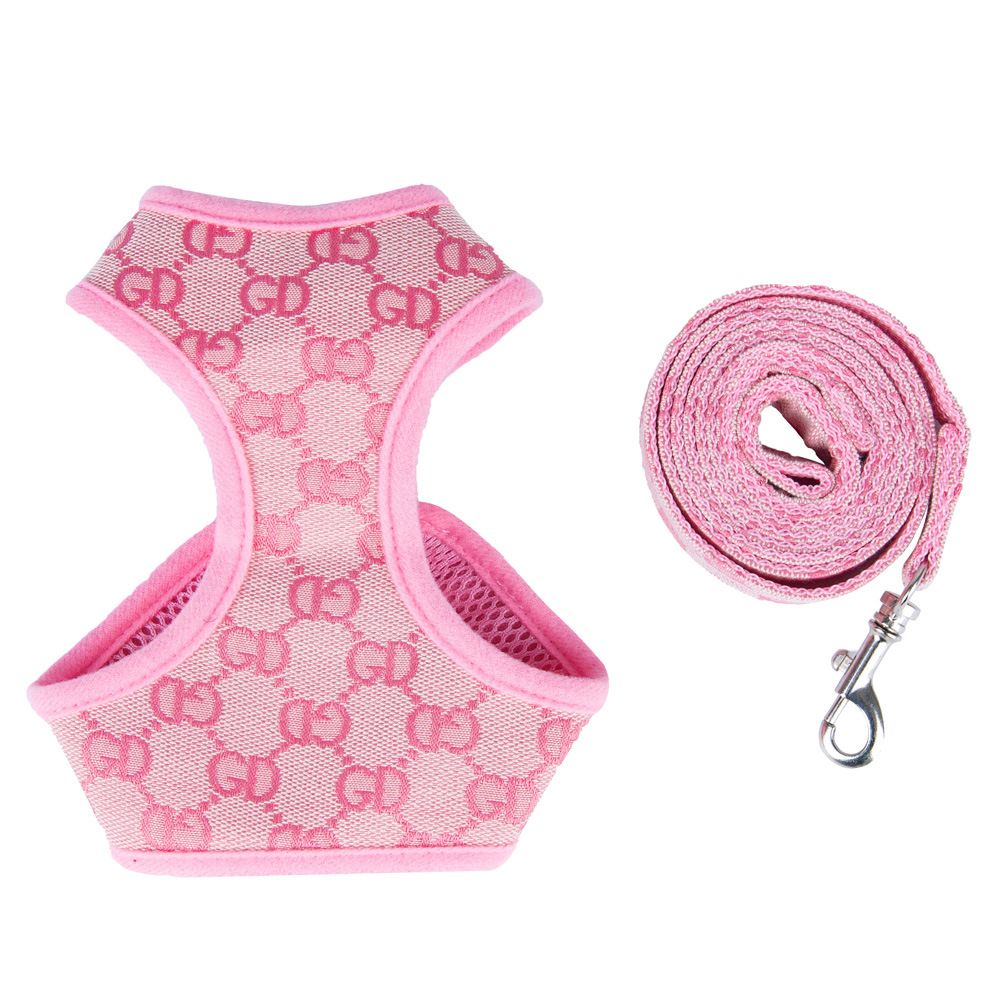 Adjustable Dog Harness and Leash Set – Pink CD, XS