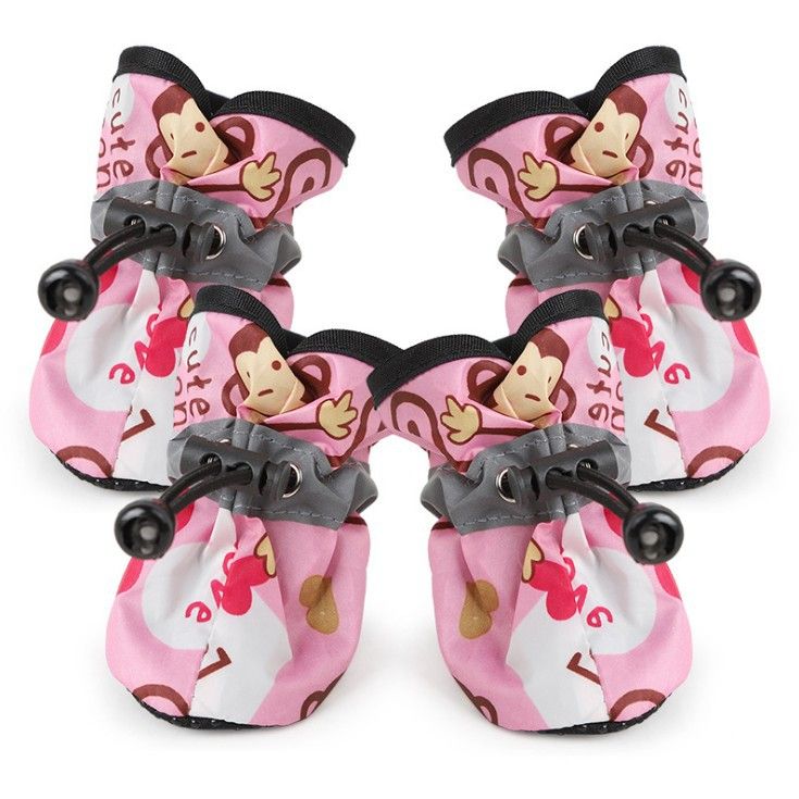 Non-Slip Dog Shoes – Pink Monkey, Size 7