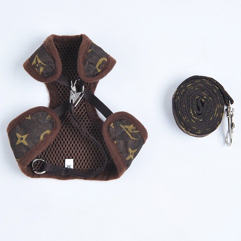 Floral Adjustable Dog Harness and Leash Set – Medium