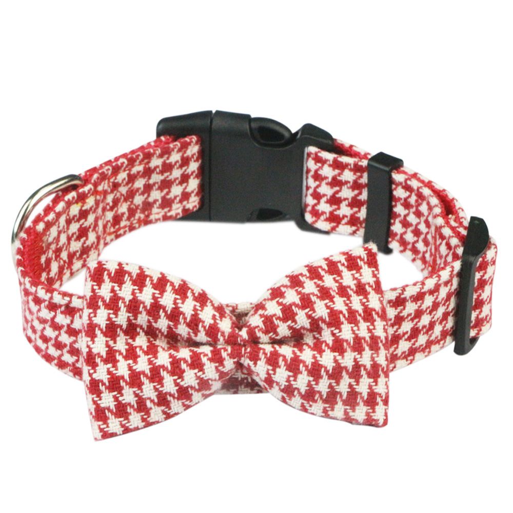 Plaid Dog Collar, Bow Tie and Leash Set – Large
