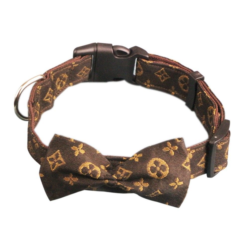Patterned Dog Collar with Bow Tie – Large