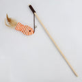 Wooden Cat Teaser Wand with Feather Fish