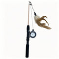 Fishing-Rod Cat Teaser Wand with Feathers