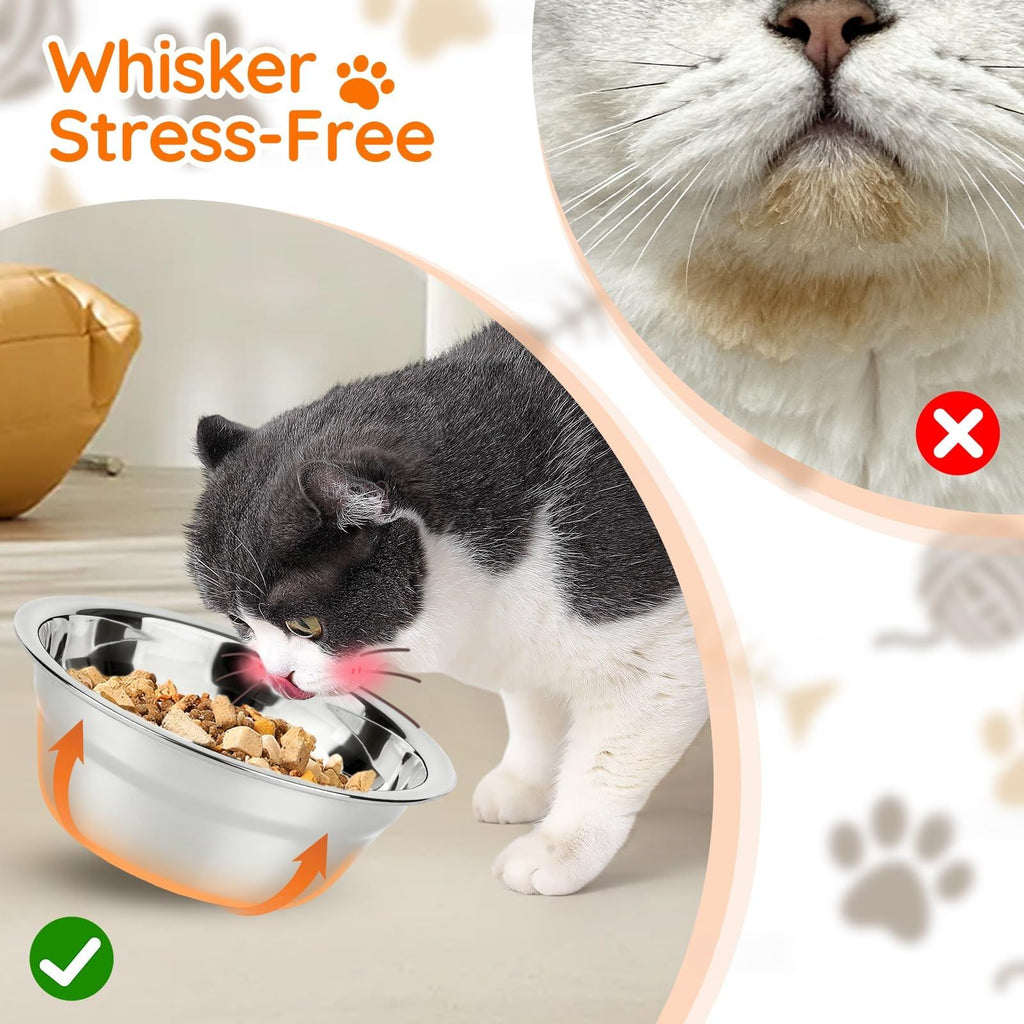 Elevated Cat Feeding Station with 3 Stainless Steel Bowls