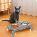 Adjustable Double Pet Bowl Stand – White