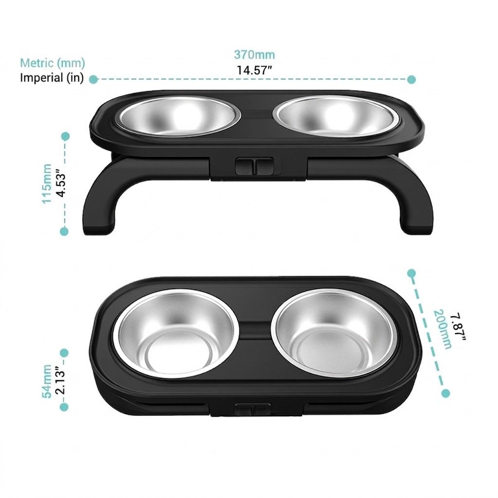 Adjustable Double Pet Bowl Stand – White