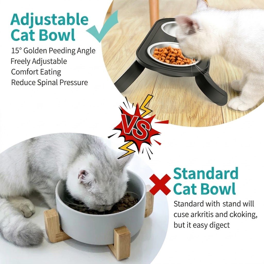 Adjustable Double Pet Bowl Stand – White