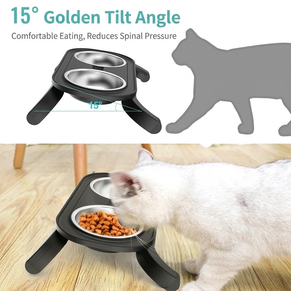 Adjustable Double Pet Bowl Stand – White