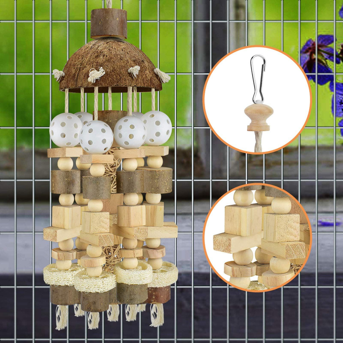 Medium Natural Wood Parrot Chew Toy