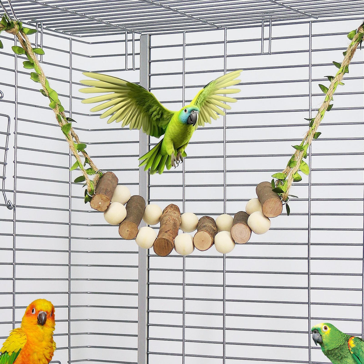 Wooden Bird Bridge and Rope Ladder