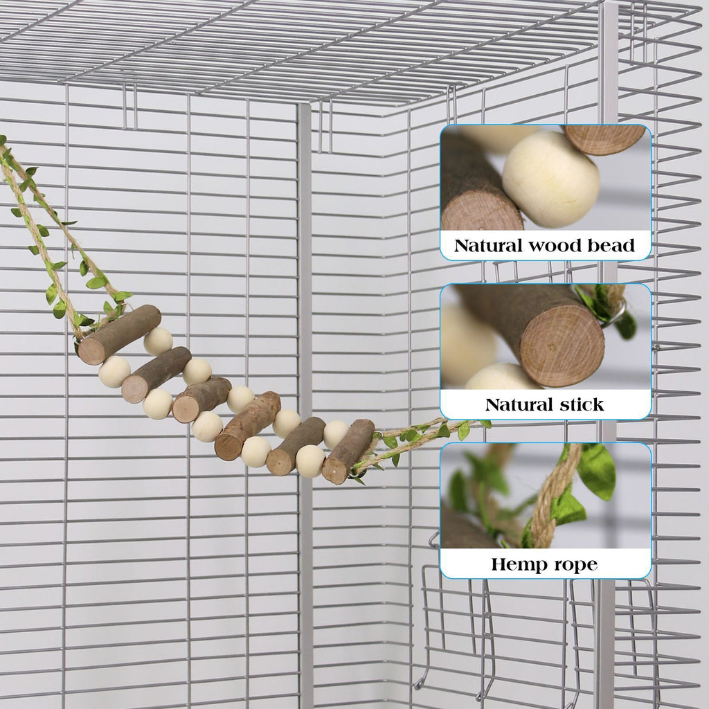 Wooden Bird Bridge and Rope Ladder