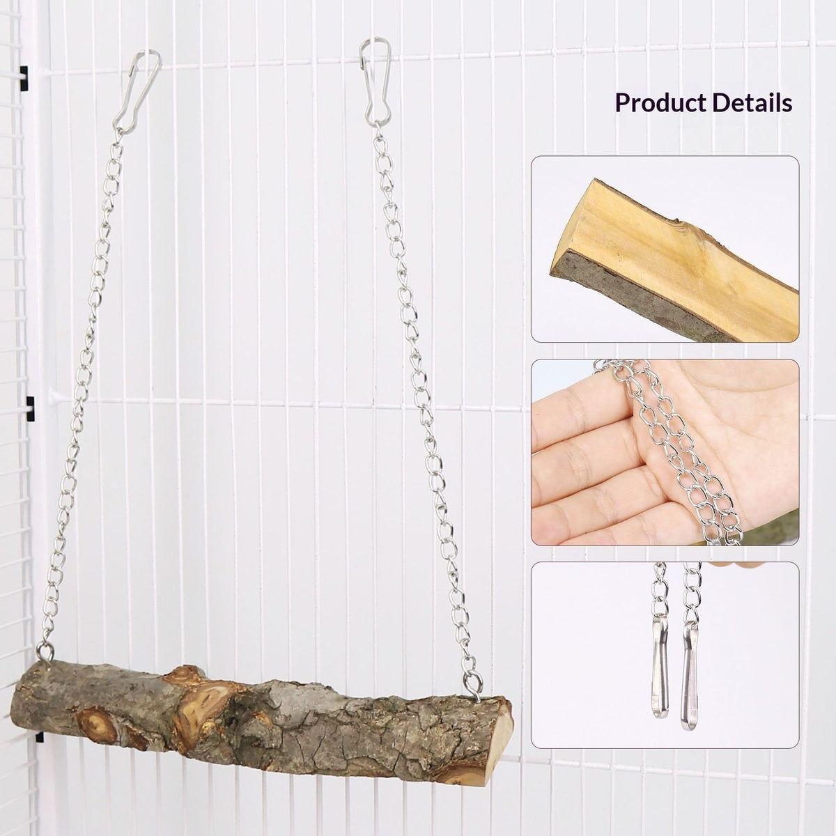 Natural Wooden Bird Swing