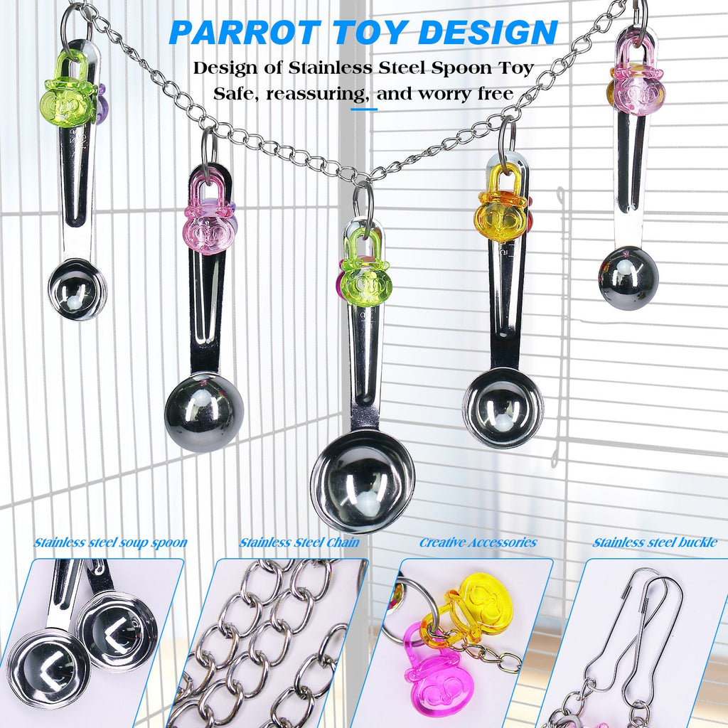 Stainless Steel Spoon Chew Toys for Parrots