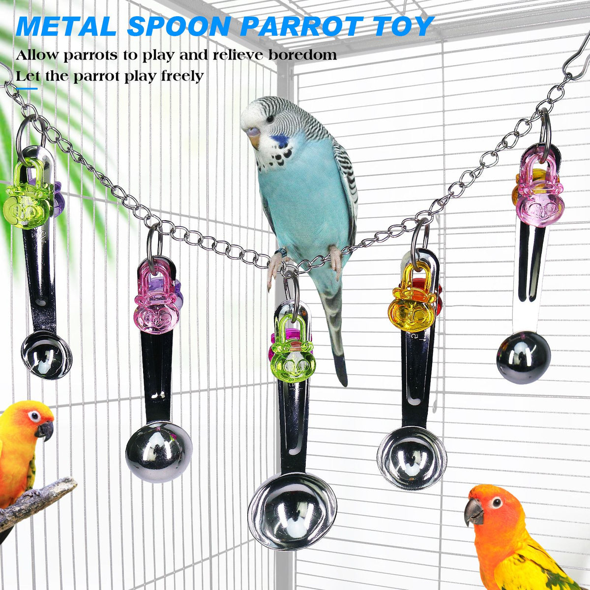 Stainless Steel Spoon Chew Toys for Parrots