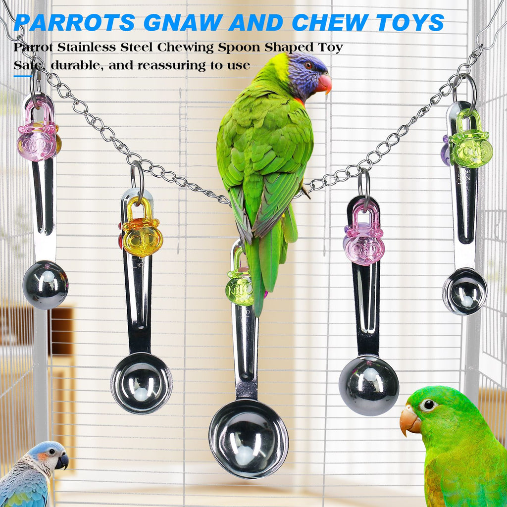 Stainless Steel Spoon Chew Toys for Parrots