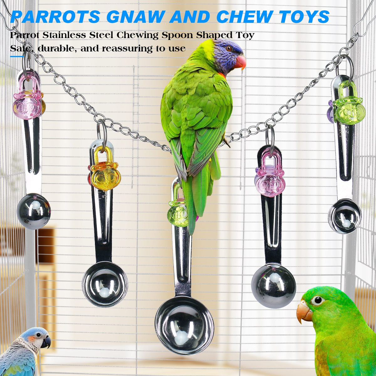 Stainless Steel Spoon Chew Toys for Parrots