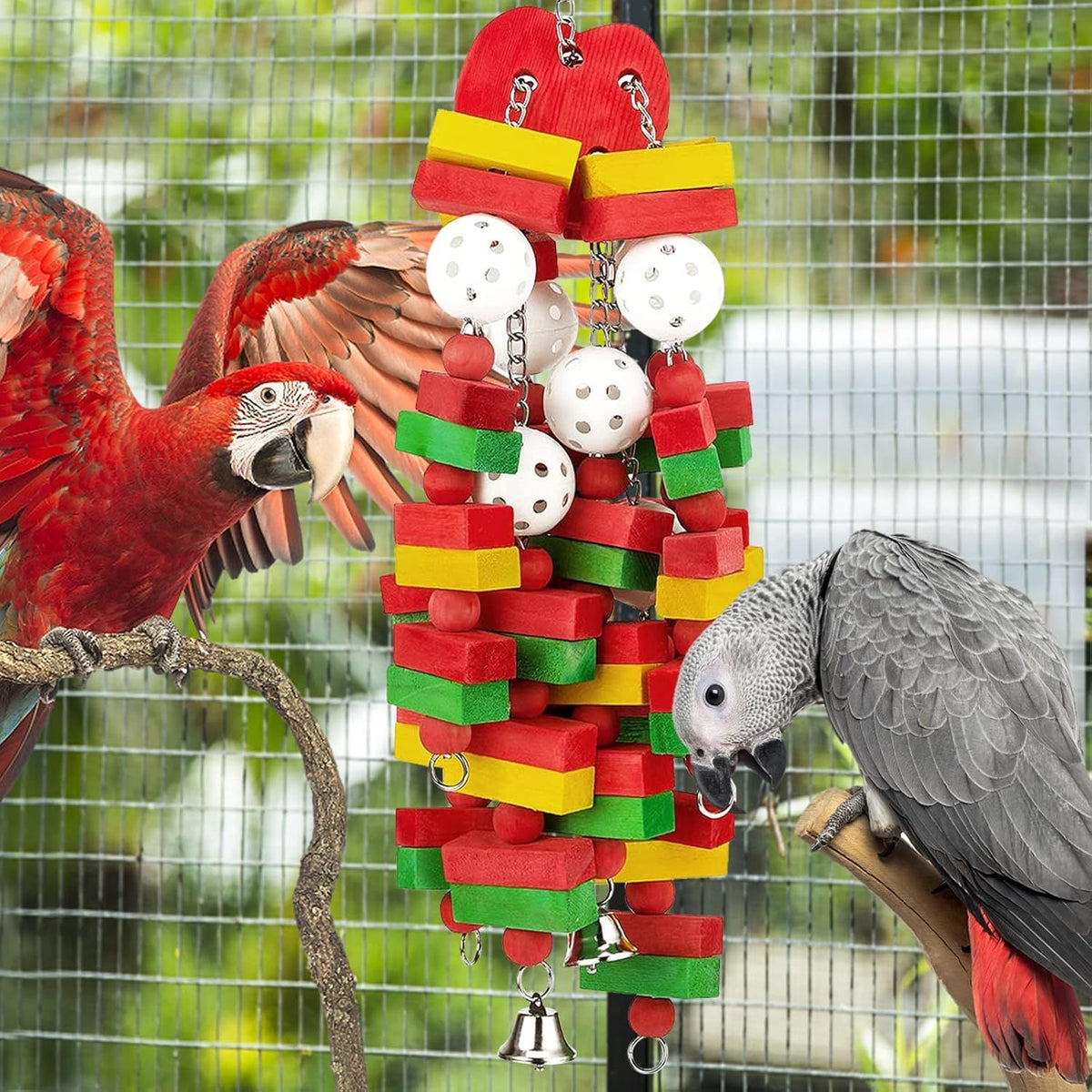 Large Wooden Parrot Chew Toy – 22 Inch