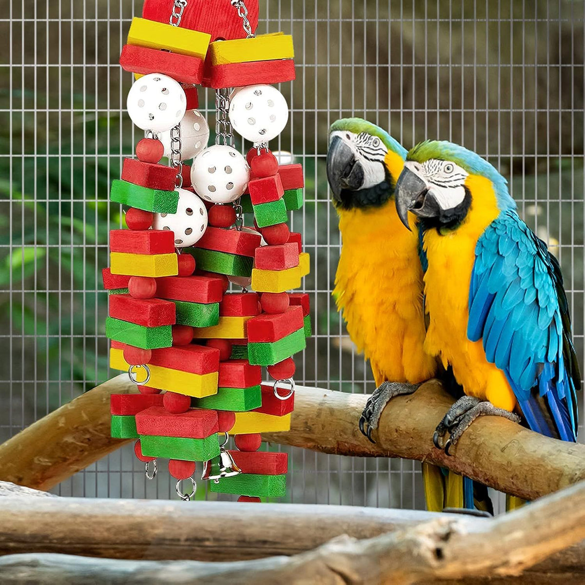 Large Wooden Parrot Chew Toy – 22 Inch