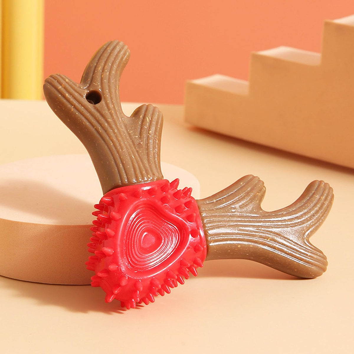 Antler-Shaped Dog Chew and Toothbrush Toy