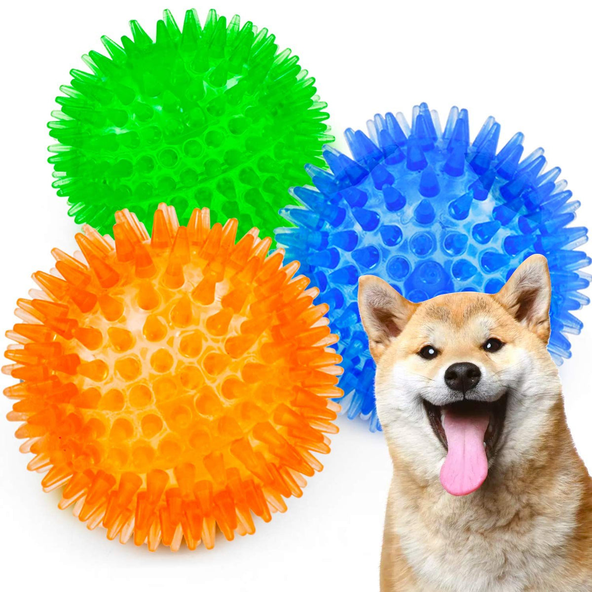 Colourful Squeaky Dog Balls – 3 Pack
