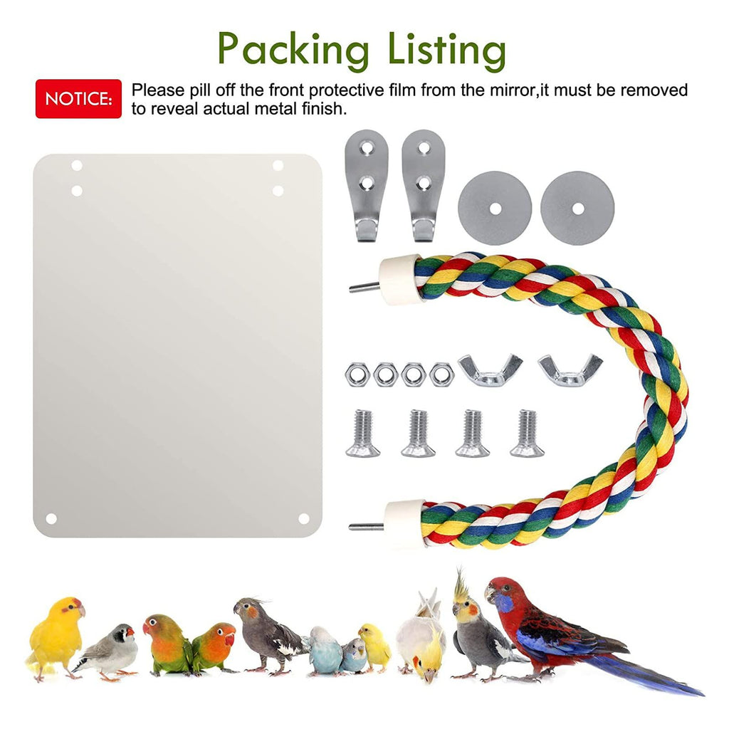 7-Inch Bird Mirror with Rope Perch