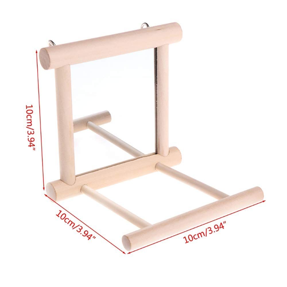 Wooden Bird Swing with Mirror