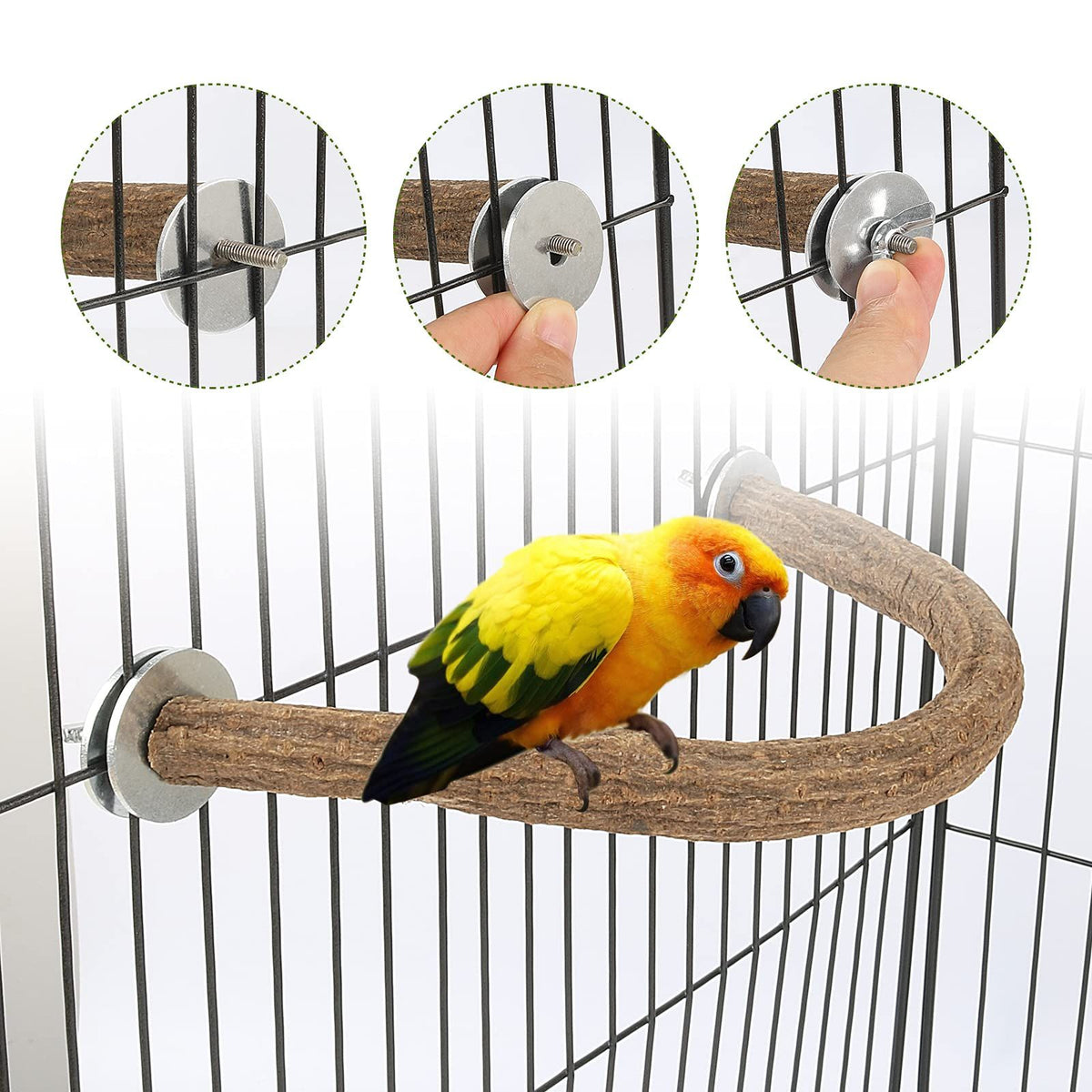 U-Shaped Natural Wooden Bird Swing