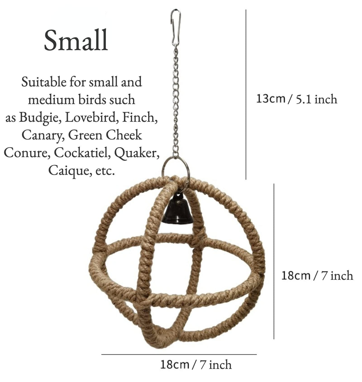 Hanging Chewing Ball with Bell for Birds