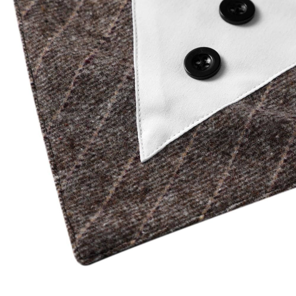Dog Wedding Bandana Collar with Bow Tie, Adjustable Dog Tux Formal Dog Costumes for Medium Large Dogs Brown