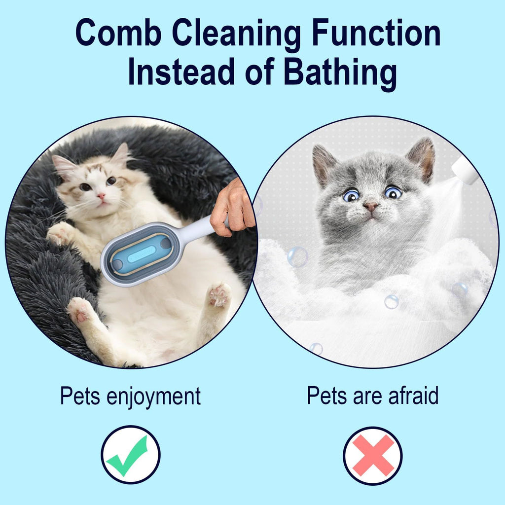 Cat Brush with Water, 3 in 1 Cat Grooming Brush, Cat Cleaning Brush, Pet Hair Removal Comb with Water Tank, (Towels Not Included)