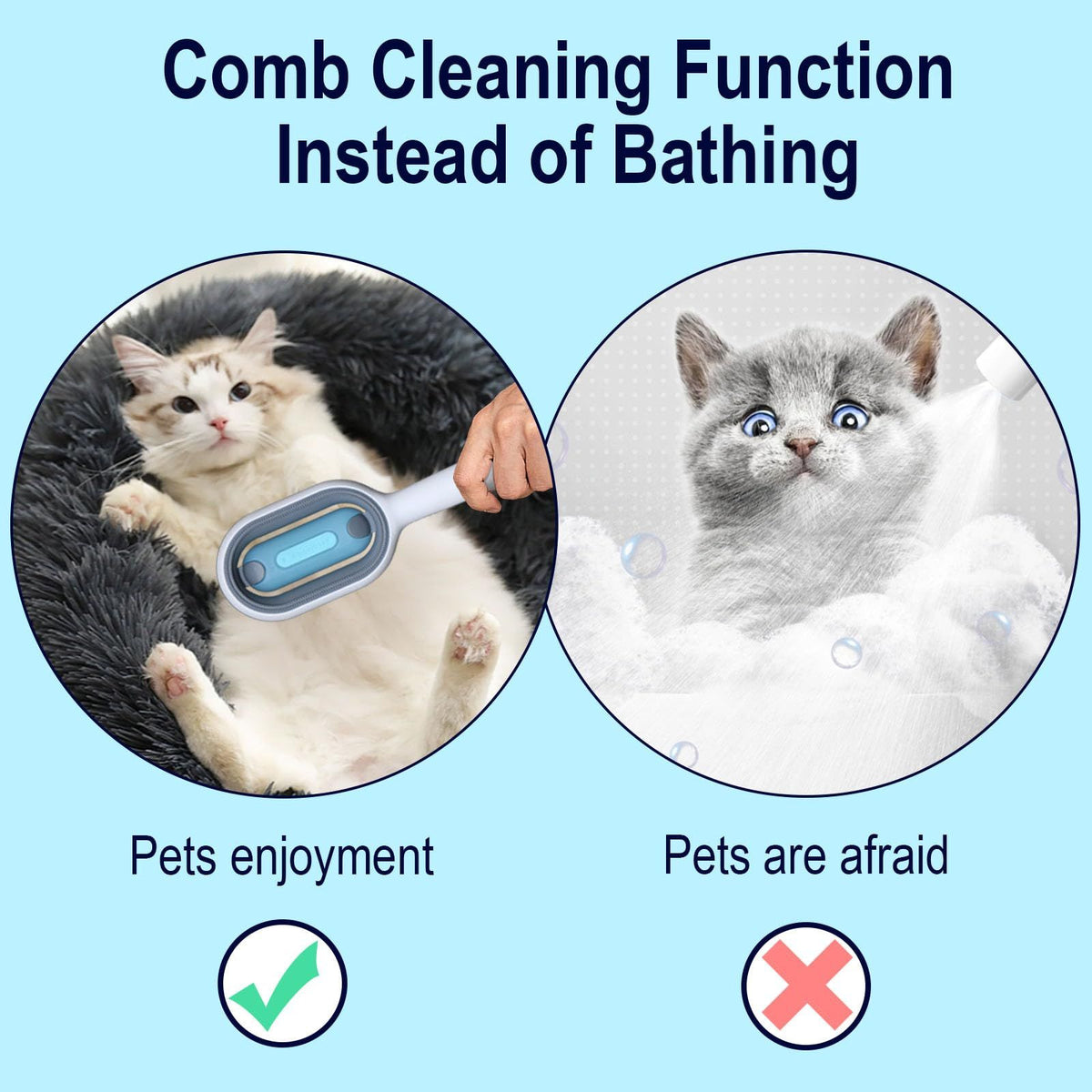 Cat Brush with Water, 3 in 1 Cat Grooming Brush, Cat Cleaning Brush, Pet Hair Removal Comb with Water Tank, (Towels Not Included)