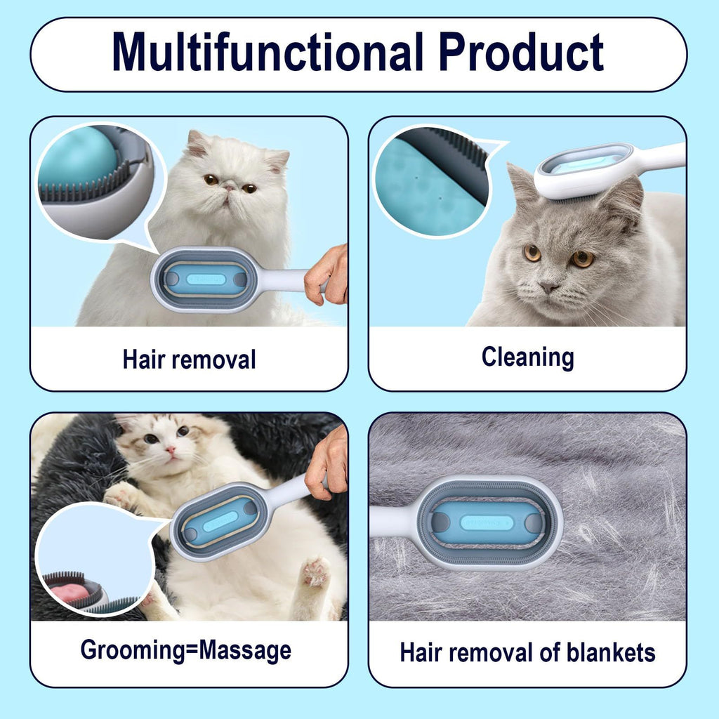 Cat Brush with Water, 3 in 1 Cat Grooming Brush, Cat Cleaning Brush, Pet Hair Removal Comb with Water Tank, (Towels Not Included)