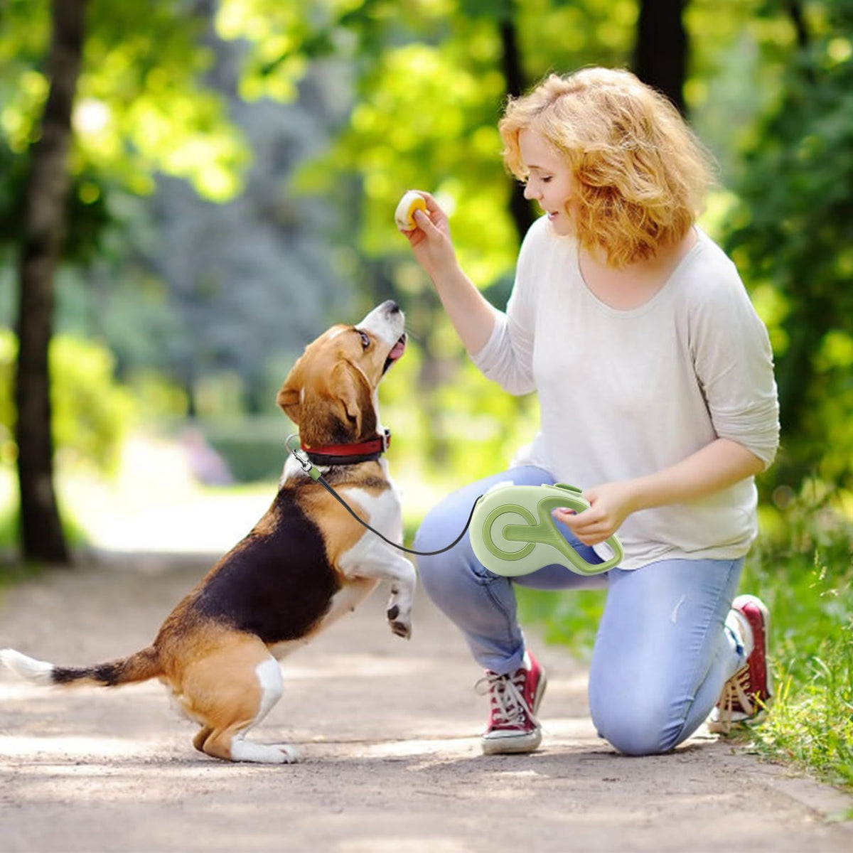 16ft Retractable Dog Leash – Green