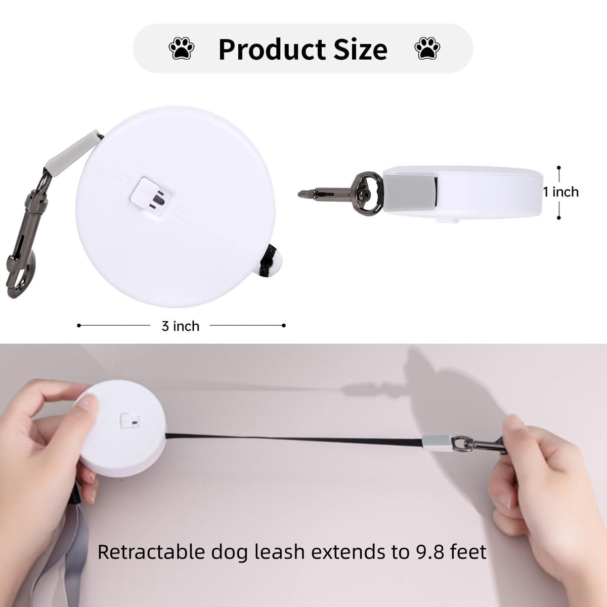 9.8ft Mini Retractable Dog Leash