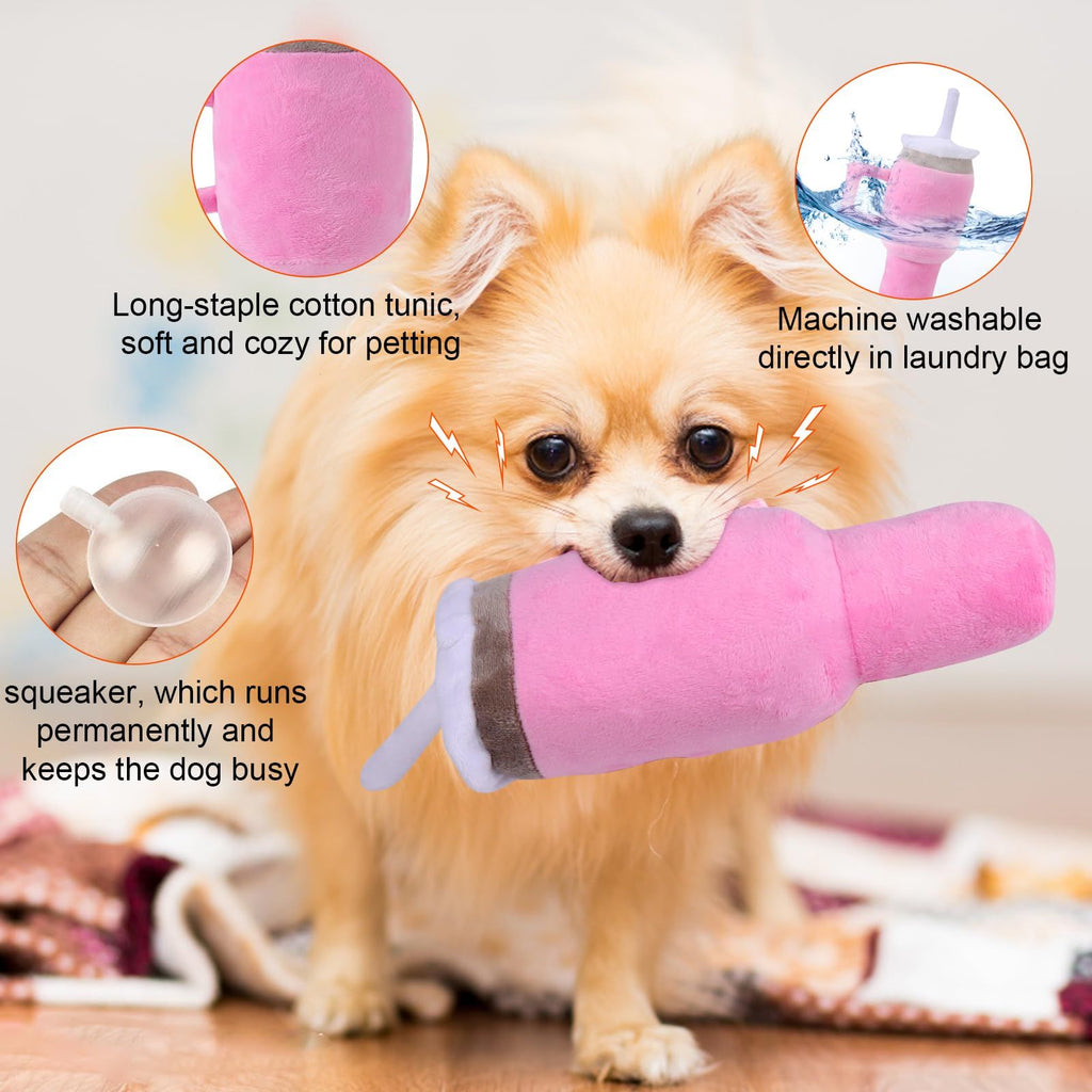 Funny Tumbler with Handle Cup Dog Toys,Squeaky Dog Toys Interactive Fluff and Tuff Dog Toys for Small Dogs/Large Dogs