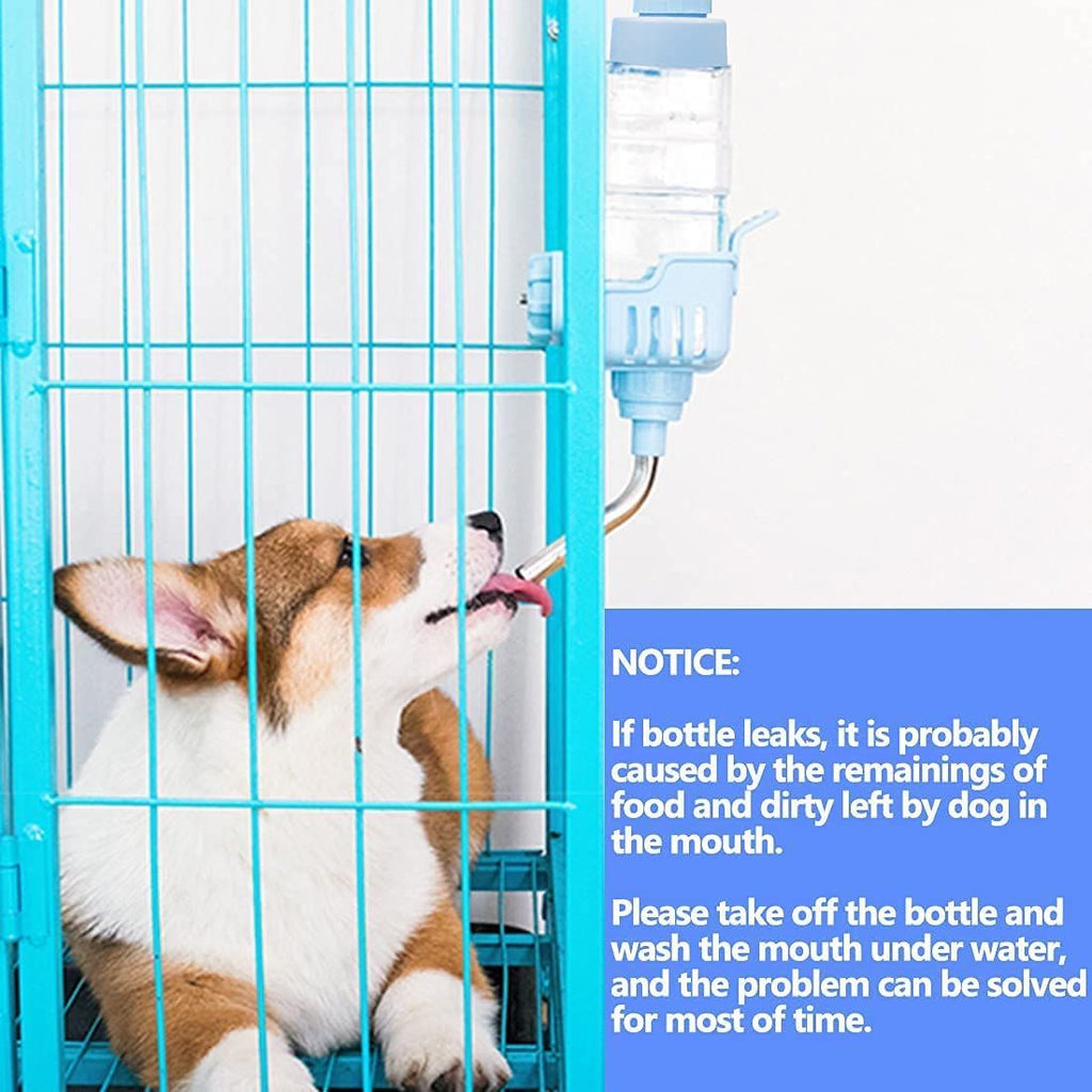 Dog Water Dispenser for Cage Leakproof Crate Auto Feeding Water Bottle for Dogs & Rabbits Nozzle Top Fill