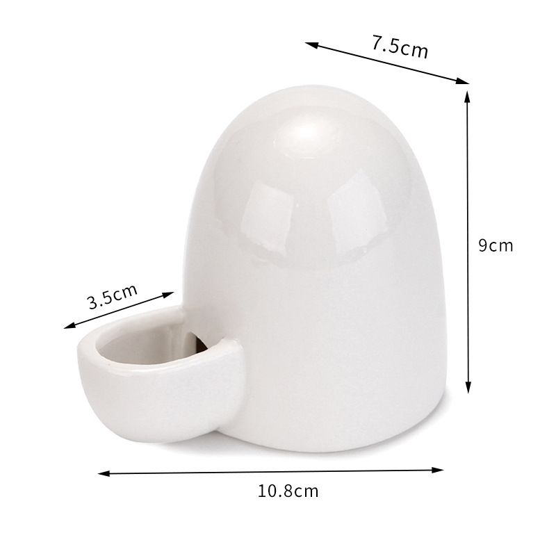 Drinking Water Feeder Ceramics Slient Bottle Waterer Automatic Small Pets for Hamster Hedgehog Small Guinea Pig, White