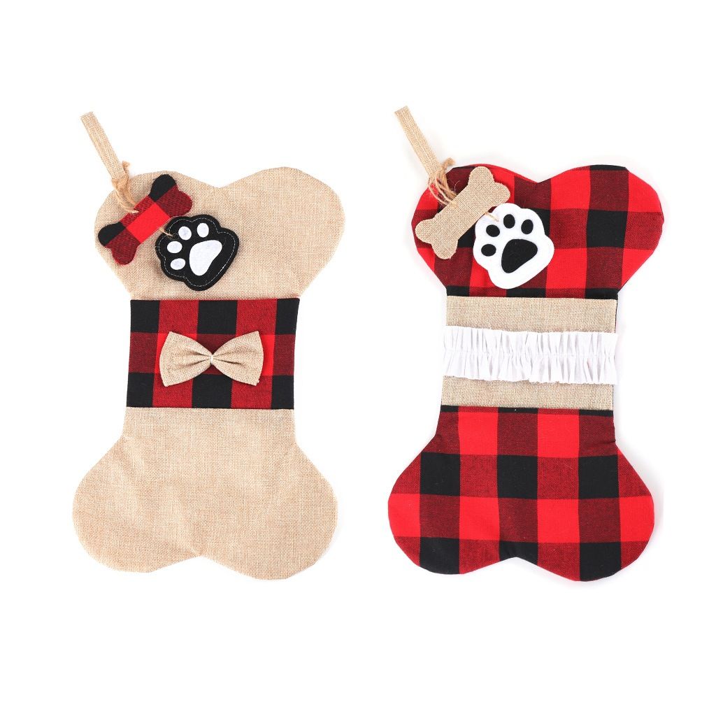 Christmas Plaid Pet Stockings – 2 Pack