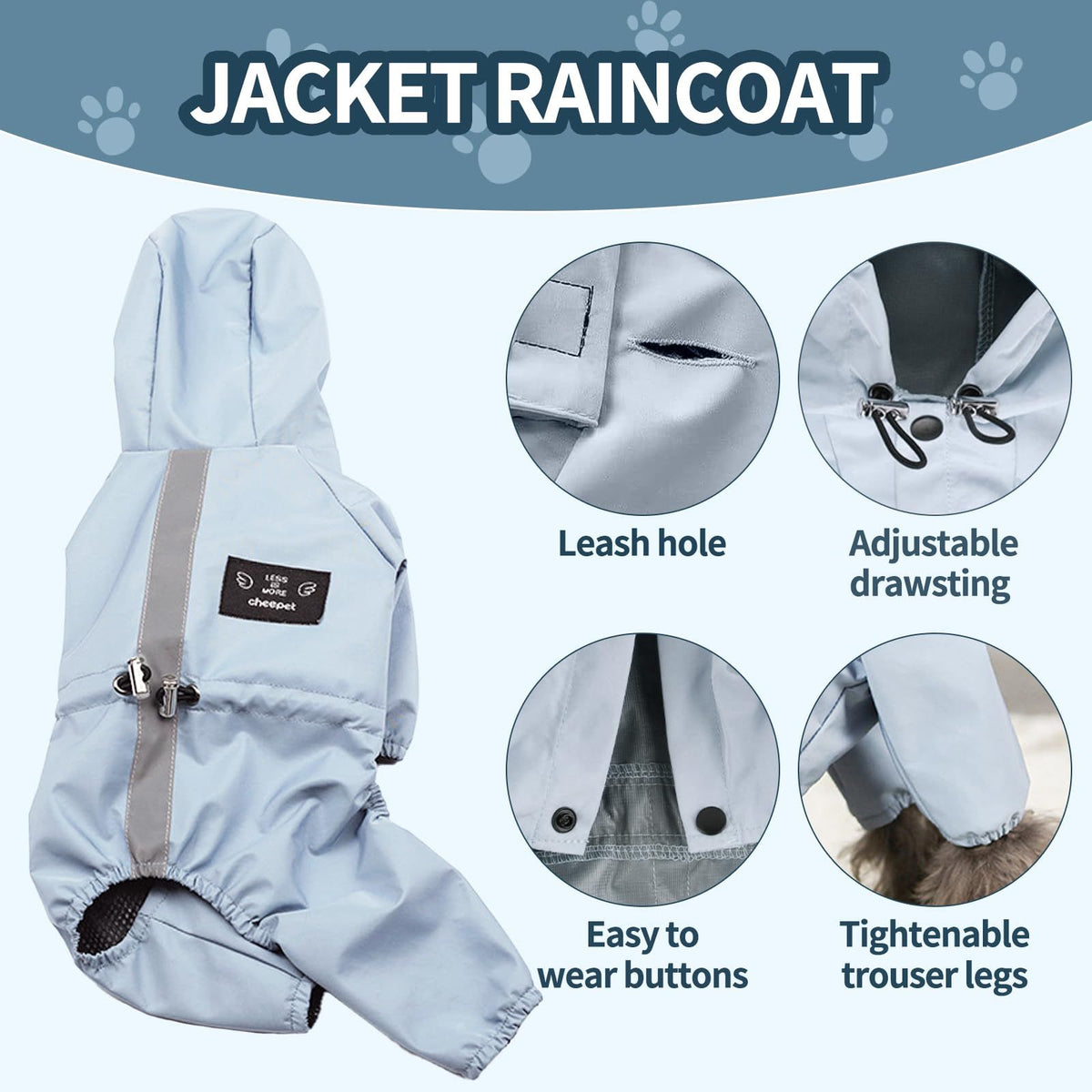 Reflective Waterproof Pet Jacket with Leash Opening